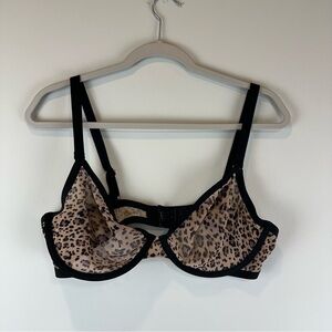 Cuup Tan Brown Leopard The Plunge Lingerie Intimate Bra Size 38D